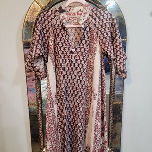 Vintage 3/4 Sleeve Caftan Dress 1970s